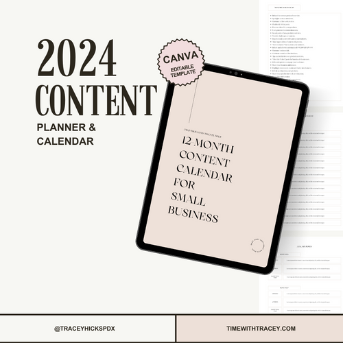 2024 Content Planner & Calendar Canva Editable Template